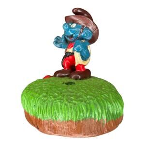 Vintage 1982 Cowboy Smurf Desktop | Wallace Berrie Figurine